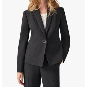 Kasper Suit Jacket Blazer 16W Holly Black Classic 1 Button Stretch Polyester